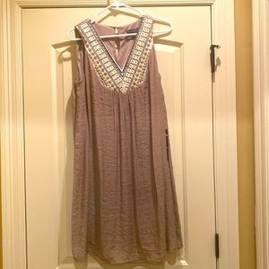 Luxology Tan Embroidered Dress